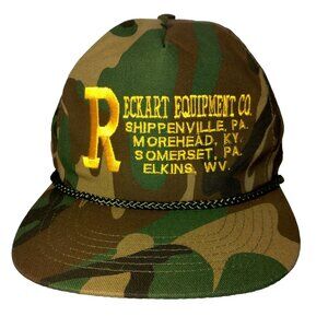 Reckart Equipment Camouflage Cap Hat Duck Canvas Vintage San Sun Woodland Camo